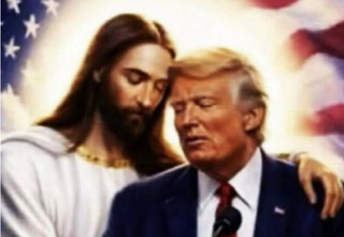Trump's new social media post apparently portraying Jesus giving him a hug